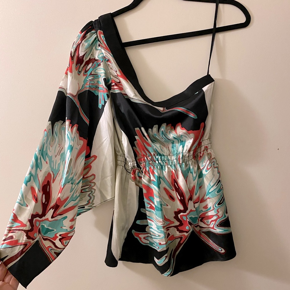 Off the shoulder silk blouse